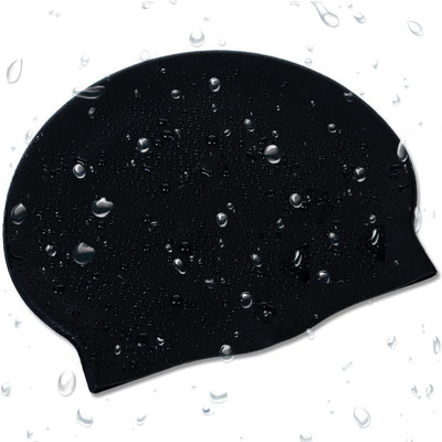 

QUINERGYS ™ Deepest - Swimming Cap Waterproof Unisex Premium Earmuffs Silicone No-Slip Swimming Cap for Adults Kids Woman and Men One Size Hat Swimming Cap(Black, Pack of 1)