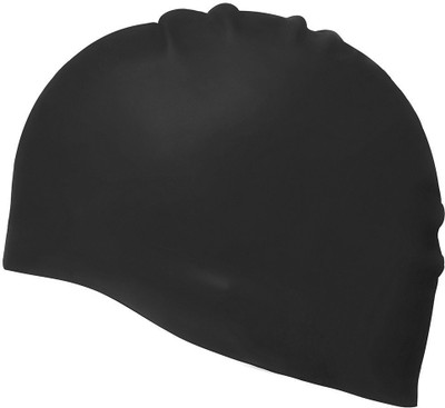 

QUINERGYS ™ Eerie black - Swimming Cap Waterproof Unisex Premium Earmuffs Silicone No-Slip Swimming Cap for Adults Kids Woman Swimming Cap(Black, Pack of 1)