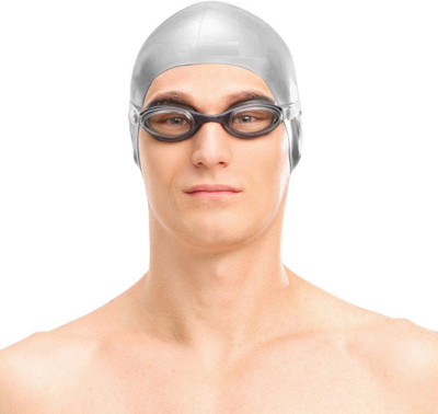 

QUINERGYS ™ Vista Grey - Swimming Cap, Silicone Swimming Cap,Anti-allergy - High Elasticity - Durable,Does Not Pull Hair Swimming Cap(Grey, Pack of 1)