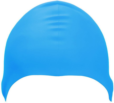 

QUINERGYS ® Aqua Blue - Swimming Cap Waterproof Premium Silicone Solid Long Hair Earmuffs Swim Cap Flexible Swimming Cap(Blue, Pack of 1)