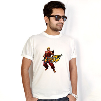 FANNZILA Printed Men Round Neck Reversible White T-Shirt