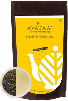 

Avataa TURMERIC GREEN TEA - Authentic Handpicked Tea From the Blue Mountains. A Perfect Blend of Turmeric and High-Grown Green Tea. Loose Leaf Tea (100 Grams/3.5 Oz/50 Cups) Unflavoured Green Tea(100, Pouch)