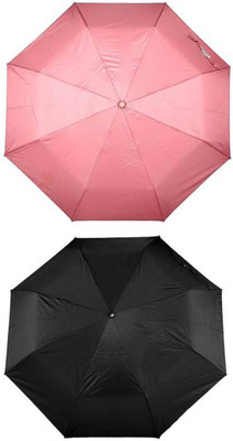 

ShopTop Premium quality Combo-Set of 2 Umbrella Men & Women Umbrella(Black, Pink)