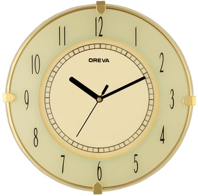 Ajanta Analog 26.3 cm X 3.9 cm Wall Clock(Beige, With Glass)