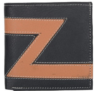 

ASPEN LEATHER Men Black Genuine Leather Wallet(6 Card Slots), Black & tan