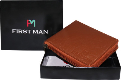 

First Man Men Brown Genuine Leather Wallet(3 Card Slots), Tan