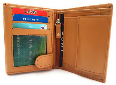 

Huntgears Men Tan Genuine Leather Wallet(11 Card Slots)