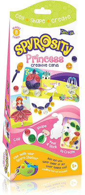 

Quill On Spyrosity Princess – Beautiful Princess Theme Pack For Fun And Easy Quilling Activity - Contains 8 Creative Self-Adhesive Cards, Sticky-Back Quilling Strip & Mini Sizing Board- For Boys And Girls Age 5 And Above