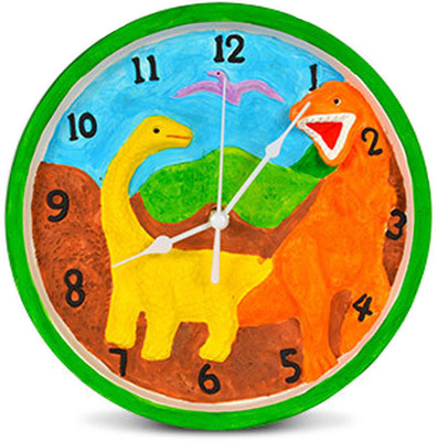 EZ Life DIY - Paint Your Clock Kit - Dinosaurs - White - Ceramic - Clock, Stand & Paints