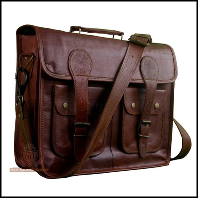 

STYLOLEATHERBAGS Leather Messenger Bag Leather Laptop College Office Bag Messenger Bag(Brown, 20 inch)