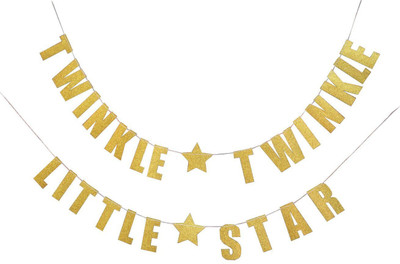 

Generic Twinkle Twinkle Little Star Glittery Gold Banner Banner(5 ft, Pack of 2)