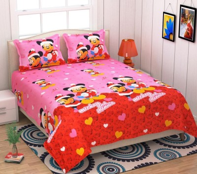 Edifice Couture 104 TC Polycotton Double Cartoon Flat Bedsheet(Pack of 1, Multicolor)
