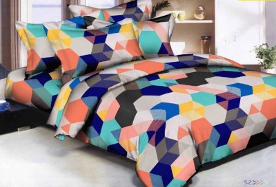 Edifice Couture 104 TC Polycotton Double Geometric Flat Bedsheet(Pack of 1, Multicolor)