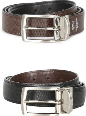 

Peter England Men Formal Black Genuine Leather Reversible Belt
