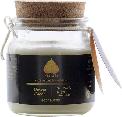 

Prakrta Divine Cocoa Body Butter - 100% Natural and pure butter for dry / sensitive or baby skin | Natural cocoa fragrance(85 g)
