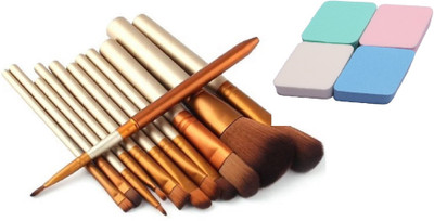 

Boldnyoung Cosmetic Makeup Brush Set - 12 Piece Set With 4 Pcs Makeup Puff Sponge(Pack of 16)