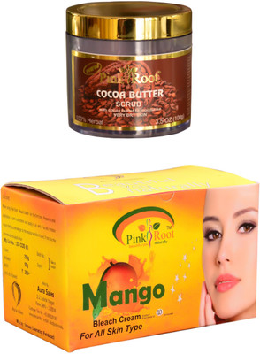 

Pink Root Mango Bleach 250gm and Cocoa Butter Scrub 100gm(Set of 2)