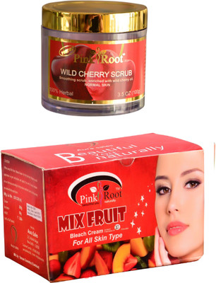 

Pink Root Mix Fruit Bleach 250gm and Wild Cherry Scrub 100gm(Set of 2)