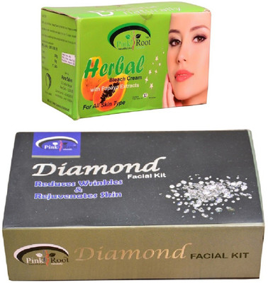 

Pink Root Herbal Bleach 250gm and Diamond Facial Kit 83gm(Set of 2)