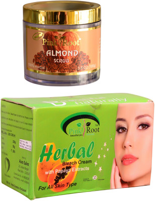 

Pink Root Herbal Bleach 250gm and Almond Scrub 100gm(Set of 2)