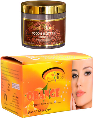 

Pink Root Orange Bleach 250gm and Cocoa Butter Scrub 100gm(Set of 2)