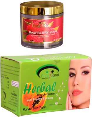 

Pink Root Herbal Bleach 250gm and Raspberry Scrub 100gm(Set of 2)