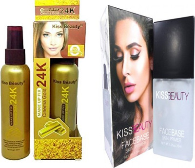 

Kiss Beauty PROFESSIONAL COMBO 1 PRIMER, 1 MAKEUP FIXER 24K GOLD EXTRACTS(Set of 2)