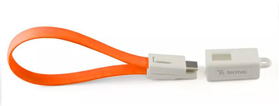 

TecMac 2 in 1 Keychain & TPE Charge & Data Sync Micro USB Cable(Orange)