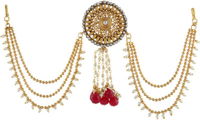 

Anuradha Art Jewellery Traditional Hair Brooch Bun Clip(Gold, Red)