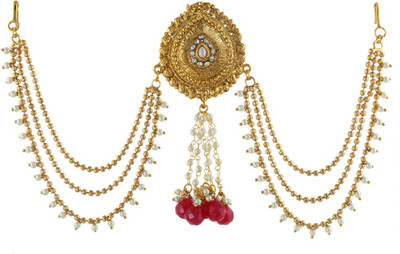 

Anuradha Art Jewellery Traditional Hair Brooch Bun Clip(Gold, Red)