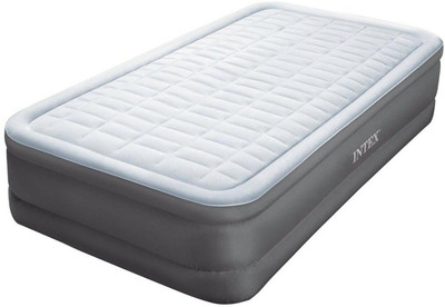 

Intex ® Original Inflatable PremAire™ Single Size Raised Airbed with Built in Electric Pump(built in USB Port For Charging) Inflatable Bed(Gray, White)