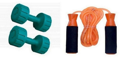 

PEANA GREEN COLOR 1KG VINYL PLASTIC DUMBELL AND ORANGE COLOR BEARING SKIPPING ROPE Gym & Fitness Kit