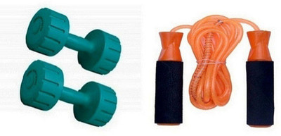 

PEANA GREEN COLOR 4KG VINYL PLASTIC DUMBELL AND ORANGE COLOR BEARING SKIPPING ROPE Gym & Fitness Kit