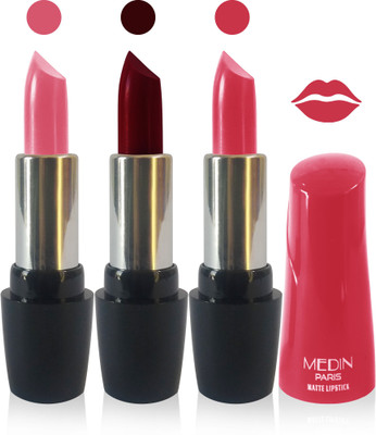 

Medin paris ultra hd elegant colors matte lipstick cosmetics makeup 007 series set of 3 color(pink brown d maroon l carrat)