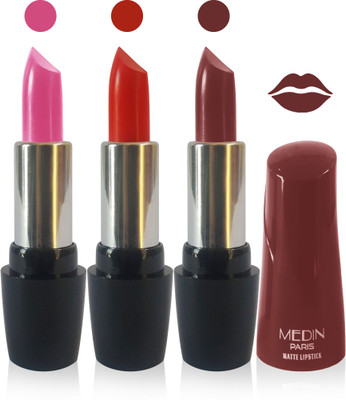 

Medin paris ultra hd elegant colors matte lipstick cosmetics makeup 007 series set of 3 color(pink red brown)