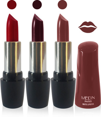 

Medin paris ultra hd elegant colors matte lipstick cosmetics makeup 007 series set of 3 color(maroon hot chocolate brown)
