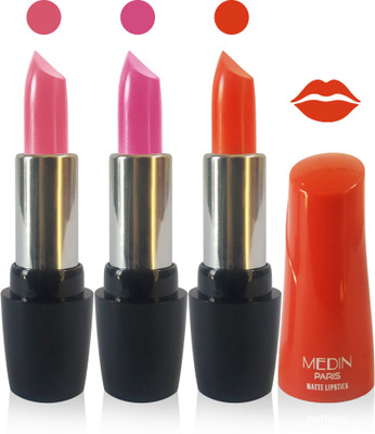 

Medin paris ultra hd elegant colors matte lipstick cosmetics makeup 007 series set of 3 color(pink brown pink orange)