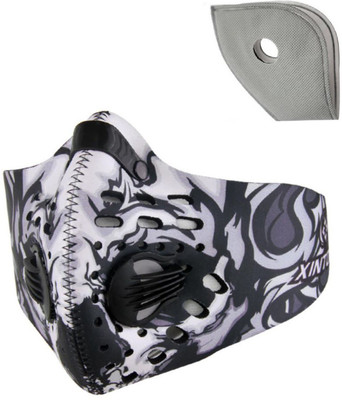 

Jonty Green Print Neoprene PM2.5 N95 Anti Pollution Activated Carbon Dust Face Mask with Breathing Valve and 1 Extra Carbon Filter Mask