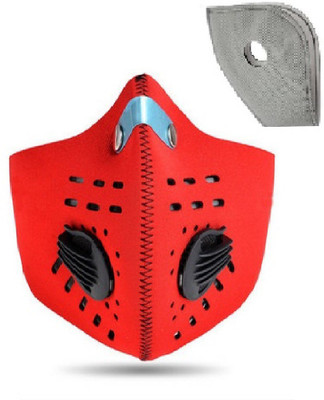 

Jonty Red Neoprene PM2.5 N95 Anti Pollution Activated Carbon Dust Face Mask with Breathing Valve and 1 extra Carbon Filter Mask