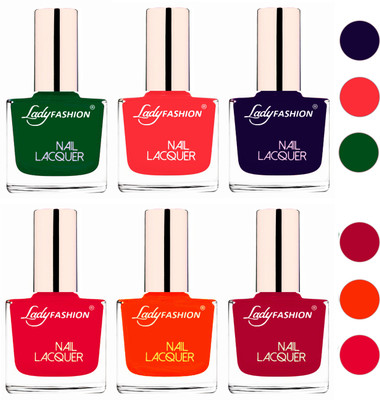 

Lady Fashion 60 Seconds Super Shine Nail Polish (Set of 6) Dark Green,Baby Pink,Blue,Sweet Red,Juicy Orange,Pink(Pack of 6)