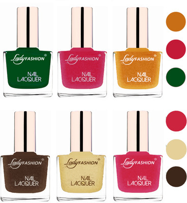

Lady Fashion 60 Seconds Super Shine Nail Polish (Set of 6) Dark Green,Abricoat Rose,Golden,Mettalic Brown,Mettalic Gold,Mettalic Pink(Pack of 6)