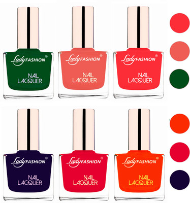 

Lady Fashion 60 Seconds Super Shine Nail Polish (Set of 6) Dark Green,Light Orange,Baby Pink,Blue,Sweet Red,Nude(Pack of 6)