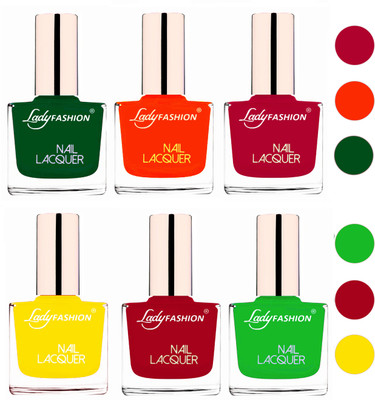 

Lady Fashion 60 Seconds Super Shine Nail Polish (Set of 6) Dark Green,Juicy Orange,Pink,Yellow,Dark Red,Light Green(Pack of 6)