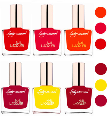 

Lady Fashion 60 Seconds Super Shine Nail Polish (Set of 6) Bright Red,Sweet Red,Juicy Orange,Pink,Yellow,Dark Red(Pack of 6)