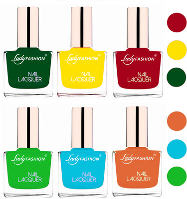 

Lady Fashion 60 Seconds Super Shine Nail Polish (Set of 6) Dark Green,Yellow,Dark Red,Light Green,Sky Blue,Nude(Pack of 6)
