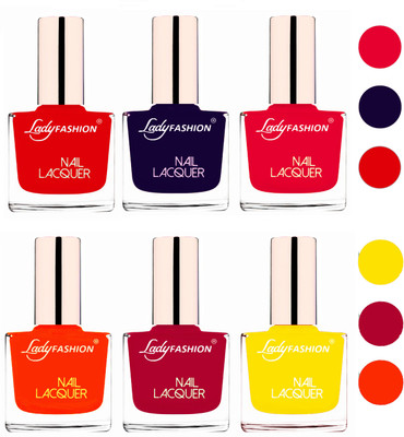 

Lady Fashion 60 Seconds Super Shine Nail Polish (Set of 6) Bright Red,Blue,Sweet Red,Juicy Orange,Pink,Yellow(Pack of 6)