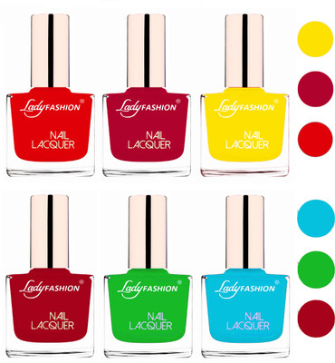 

Lady Fashion 60 Seconds Super Shine Nail Polish (Set of 6) Bright Red,Pink,Yellow,Dark Red,Light Green,Sky Blue(Pack of 6)