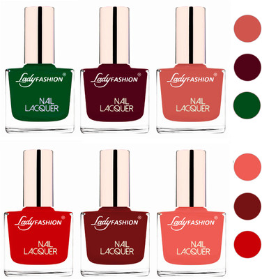 

Lady Fashion 60 Seconds Super Shine Nail Polish (Set of 6) Dark Green,Maroon,Nude,Juicy Red,Coffee,Light Orange(Pack of 6)
