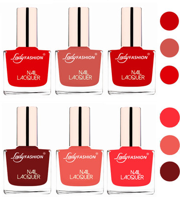 

Lady Fashion 60 Seconds Super Shine Nail Polish (Set of 6) Bright Red,Nude,Juicy Red,Coffee,Light Orange,Baby Pink(Pack of 6)