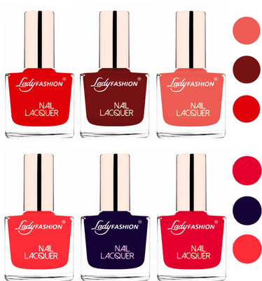 

Lady Fashion 60 Seconds Super Shine Nail Polish (Set of 6) Bright Red,Coffee,Light Orange,Baby Pink,Blue,Sweet Red(Pack of 6)